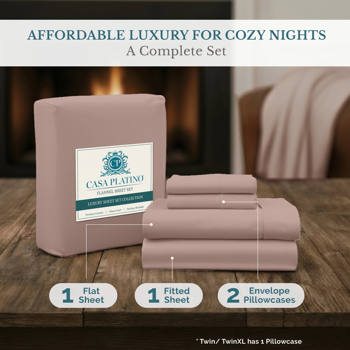 Flannel Sheet Set cp-gallery: color=Sepia Rose