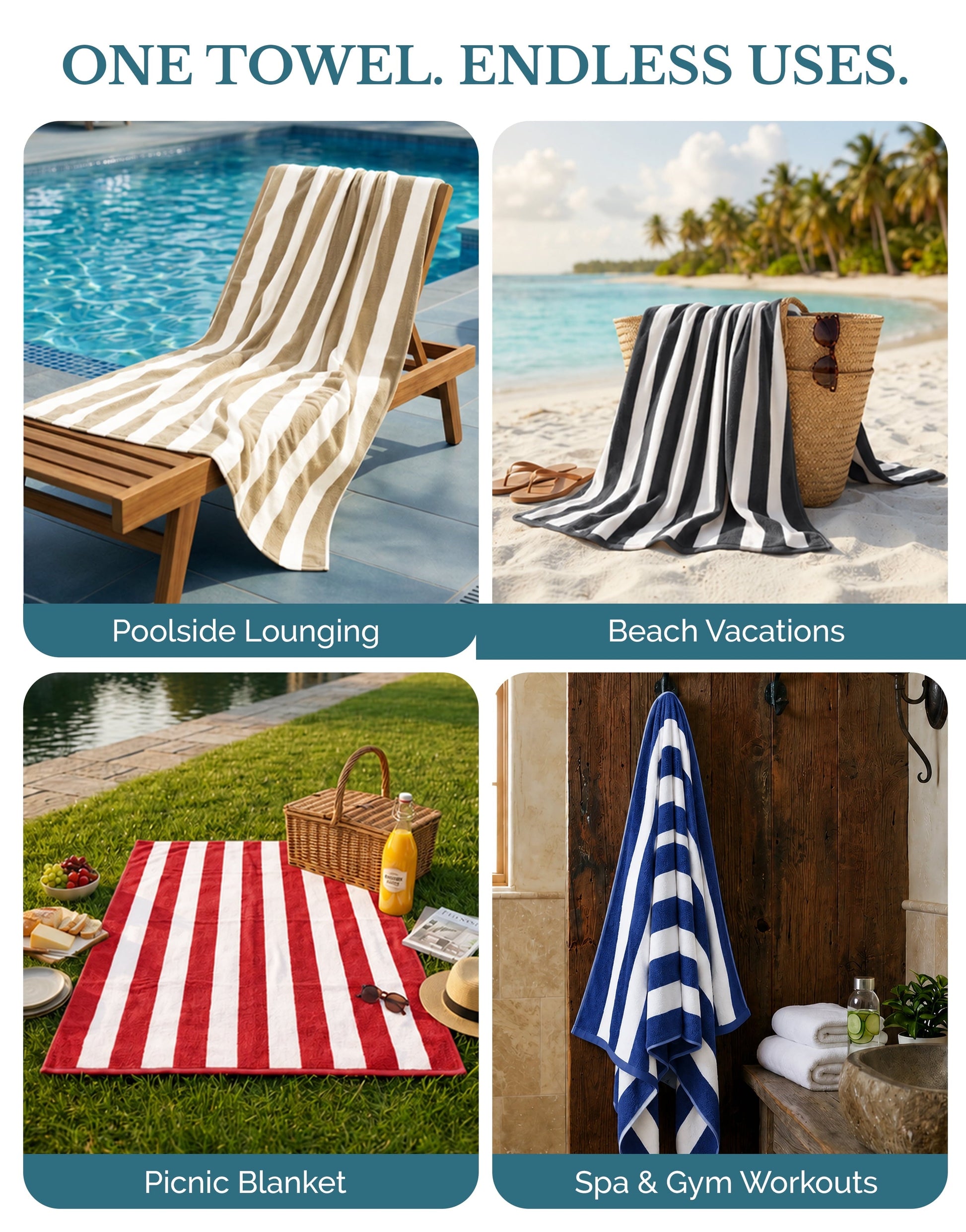 4-Piece Cabana Beach Towel Set