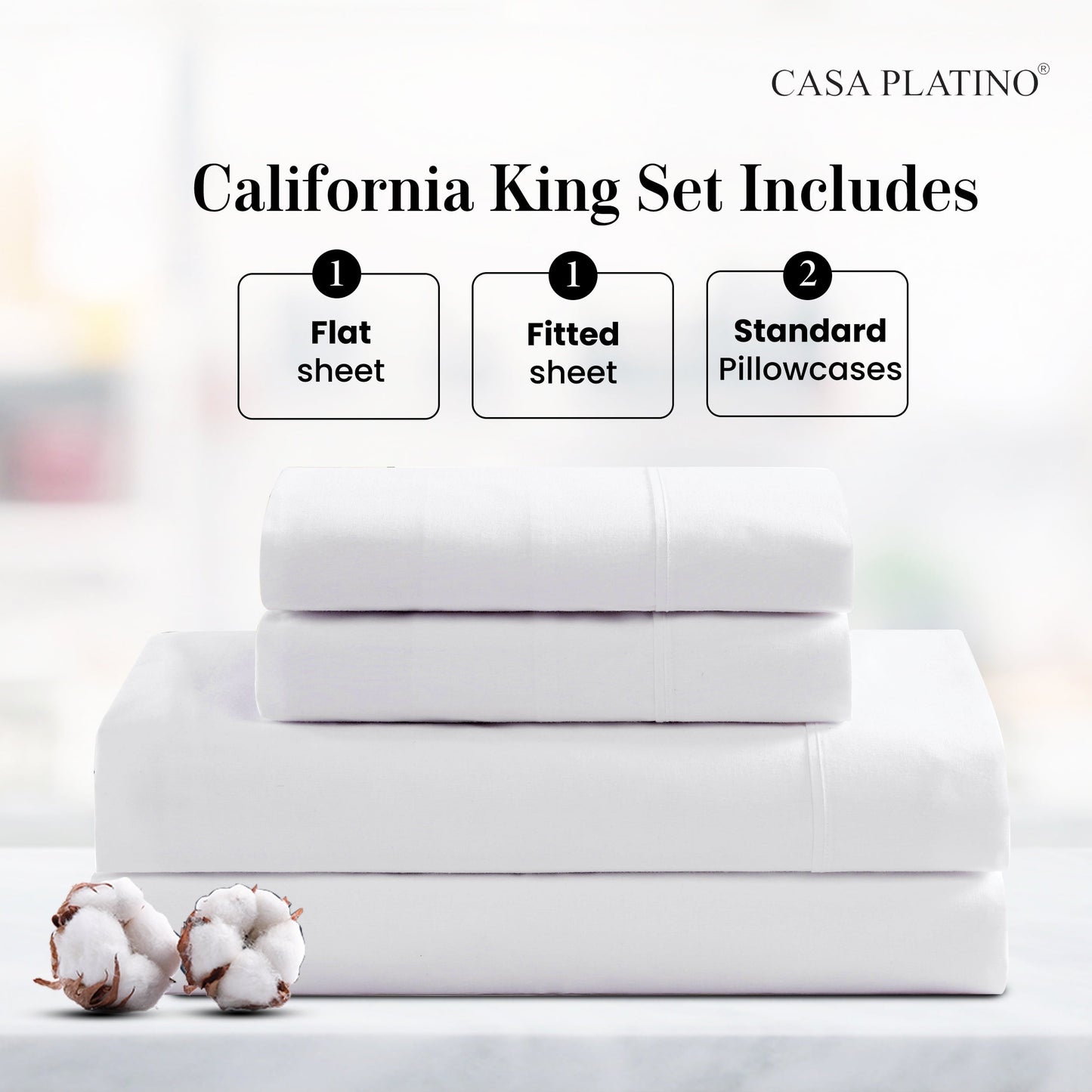 Percale Cotton Sheet Set cp-gallery: color=White; size=California King