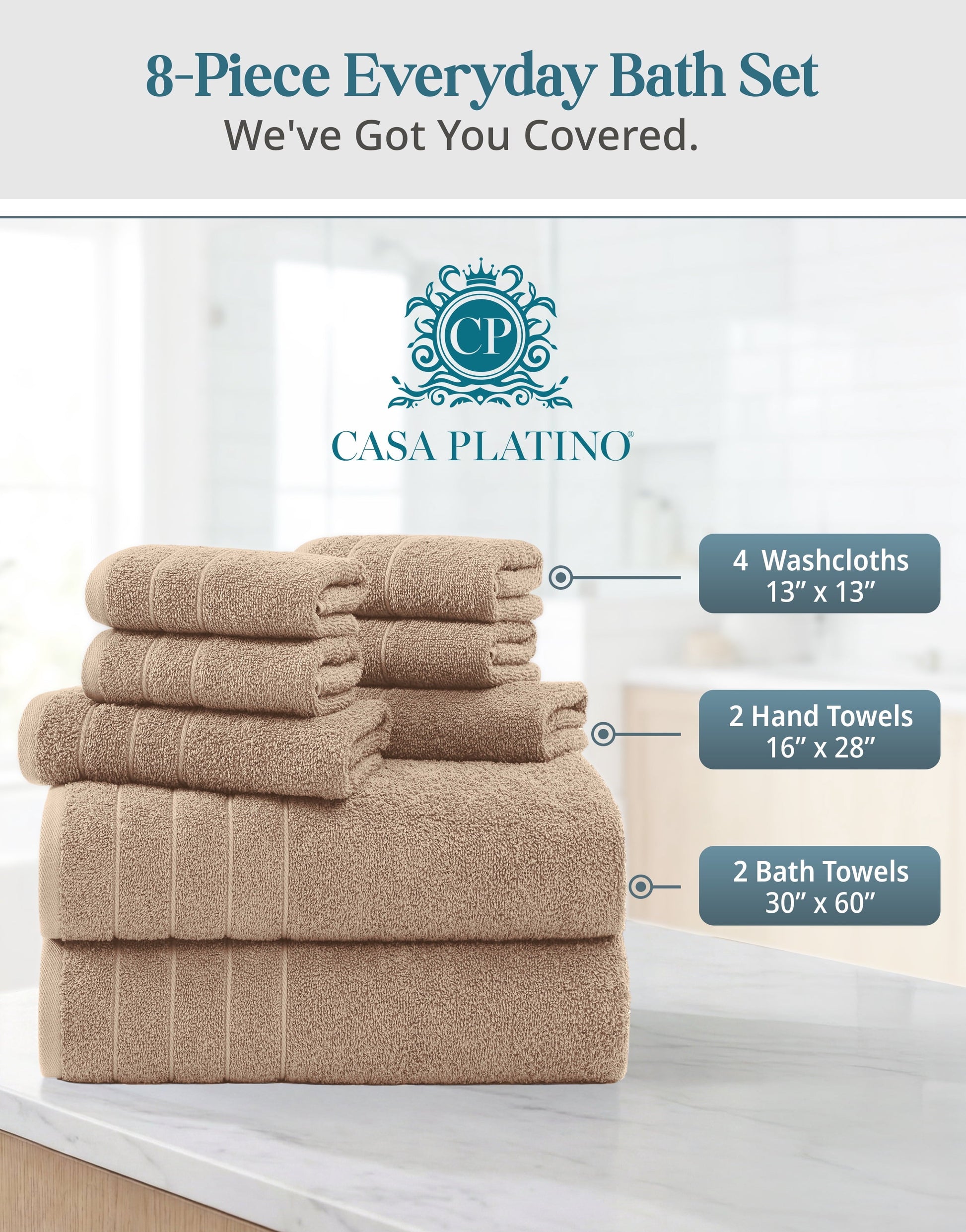 8-Piece Cotton Bath Towel Set
