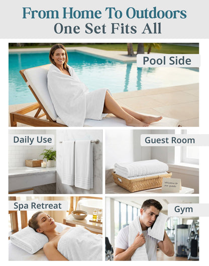 4-Piece Cotton Bath Towels Set cp-gallery: color=White; size=4 Piece Set