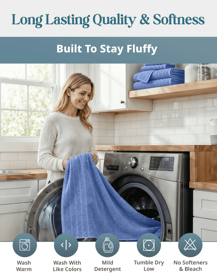 4-Piece Cotton Bath Towels Set cp-gallery: color=Cerulean Blue; size=4 Piece Set