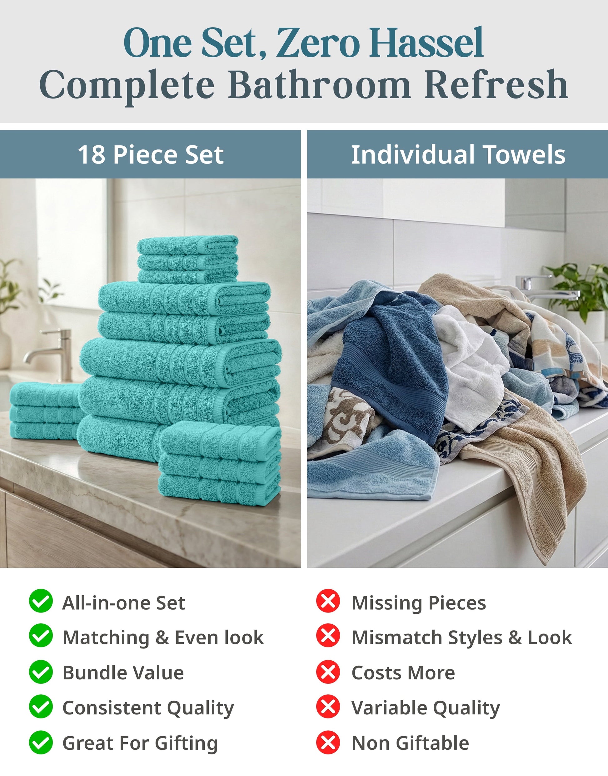 18-Piece Cotton Bath Towel Set