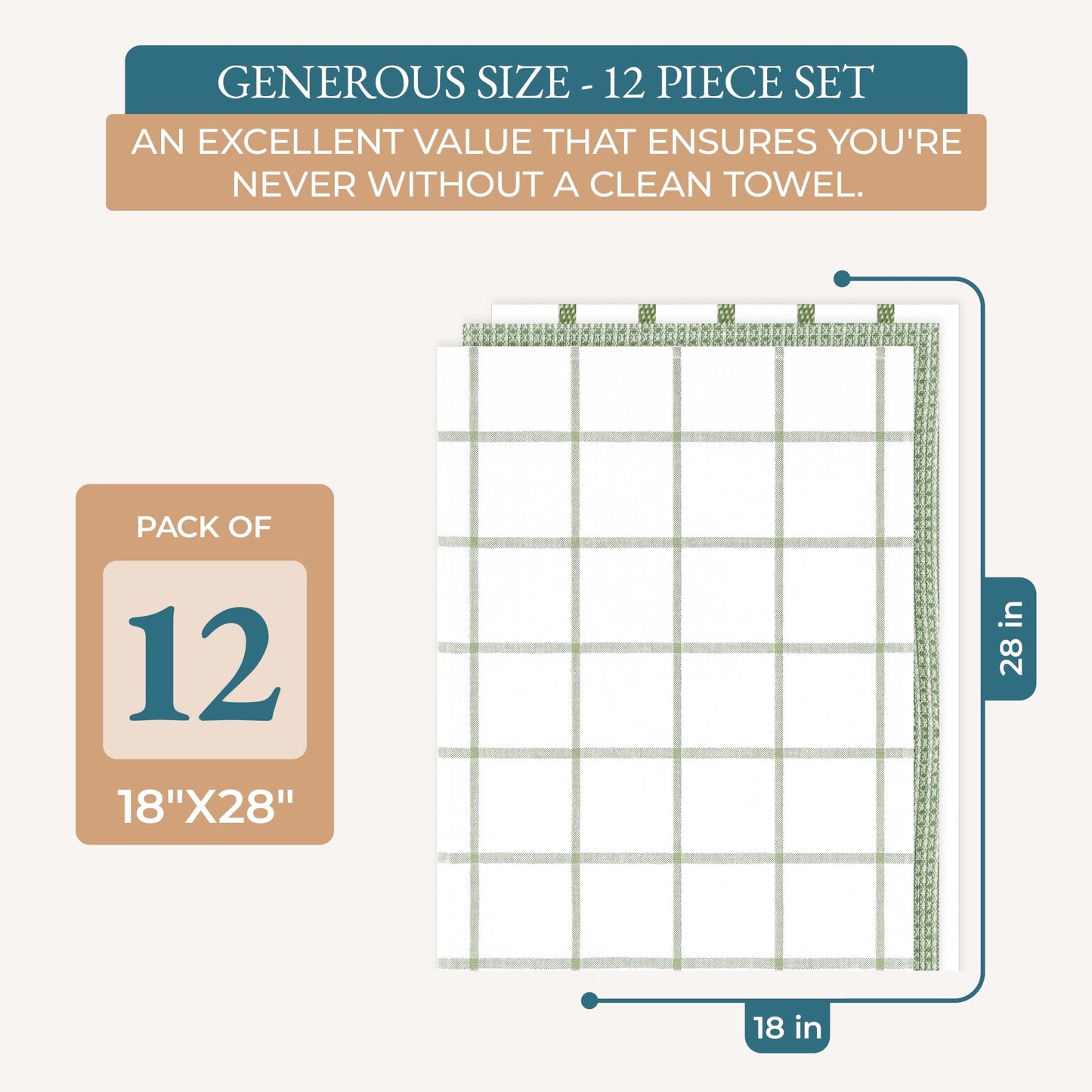 Multi-Weave Kitchen Towel Set cp-gallery: color=Olive; size=12 Piece Set