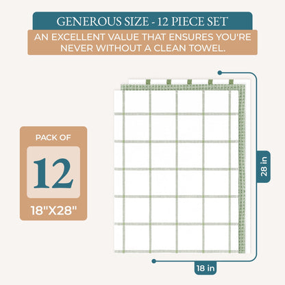 Multi-Weave Kitchen Towel Set cp-gallery: color=Olive; size=12 Piece Set