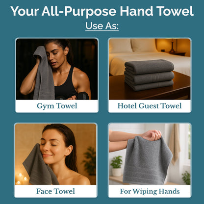 4-Piece Cotton Hand Towels Set cp-gallery: color=Grey; size=4 Piece Set