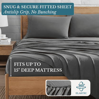 Washed Microfiber Sheet Set cp-gallery: color=Charcoal