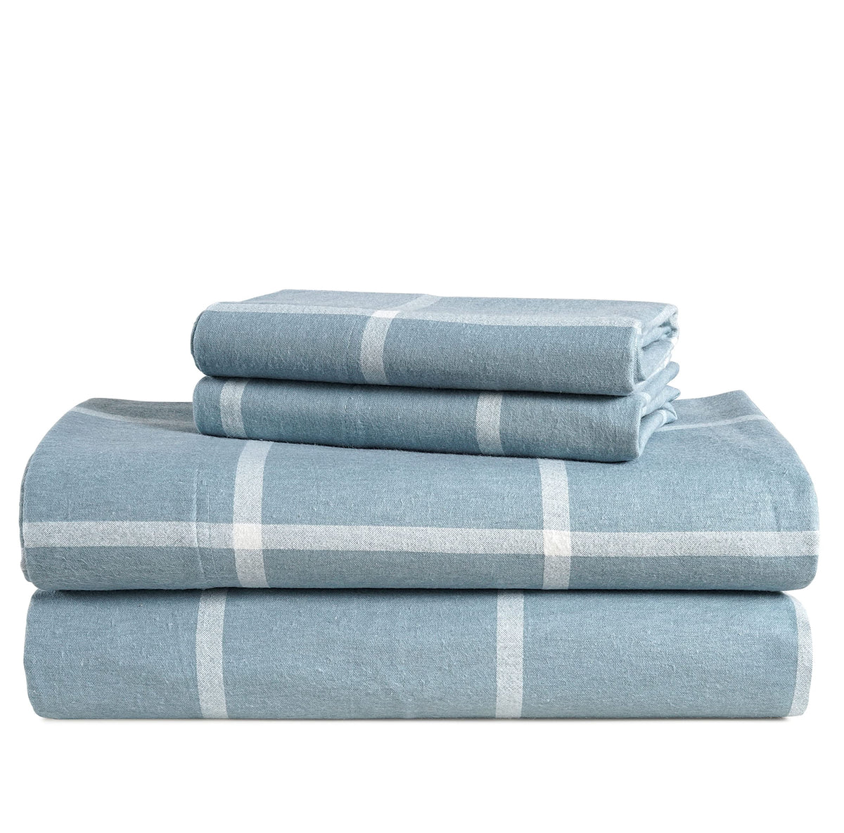 100% Cotton Flannel Sheet Set - Blue White Stripe