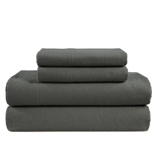 Lane Linen 100% cotton flannel sheet set in Charcoal, Full, King and California King