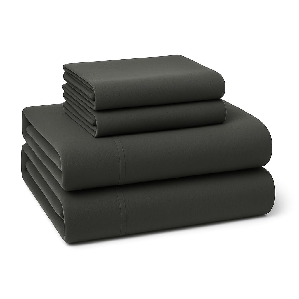 Lane Linen 100% cotton flannel sheet set in Charcoal, Queen
