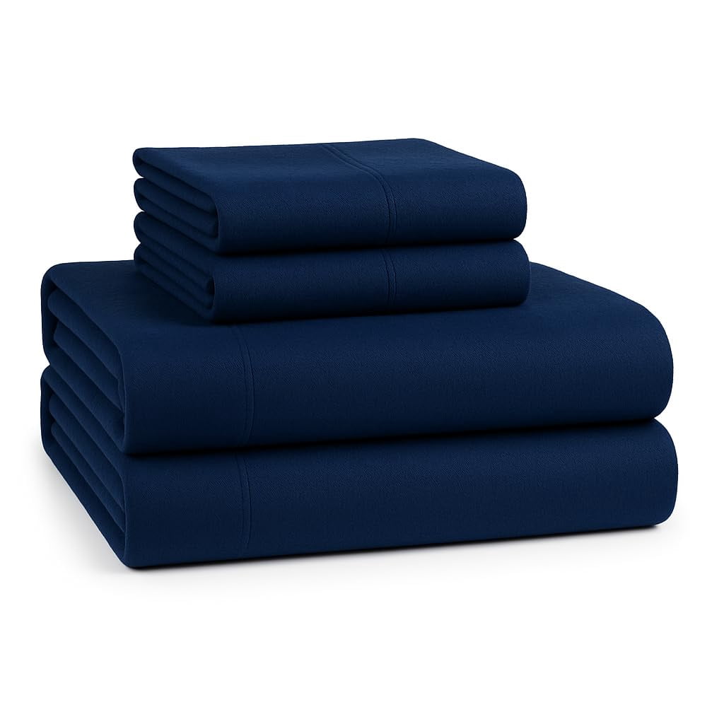 Lane Linen 100% cotton flannel sheet set in Estate Blue, Full, Queen, King and California King