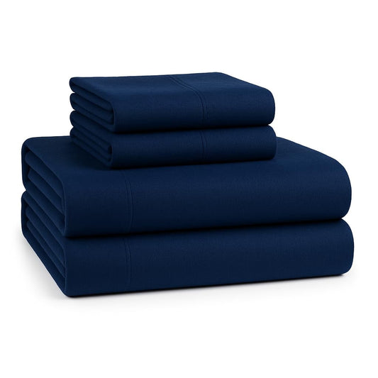 Lane Linen 100% cotton flannel sheet set in Estate Blue, Full, Queen, King and California King
