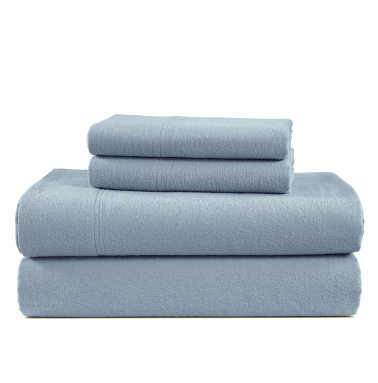 Lane Linen 100% cotton flannel sheet set in French Blue, Full, King and California King