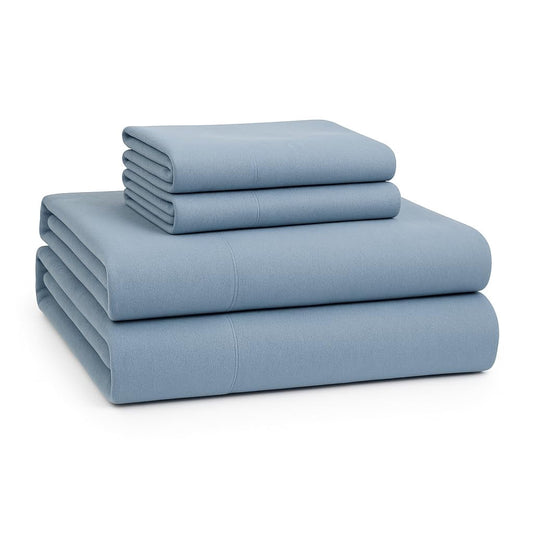 Lane Linen 100% cotton flannel sheet set in French Blue, Queen
