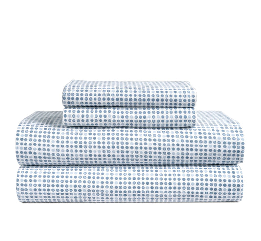 Lane Linen 100% cotton flannel sheet set in Polka Dot, Full and King
