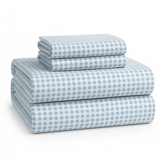 Lane Linen 100% cotton flannel sheet set in Polka Dot, Queen
