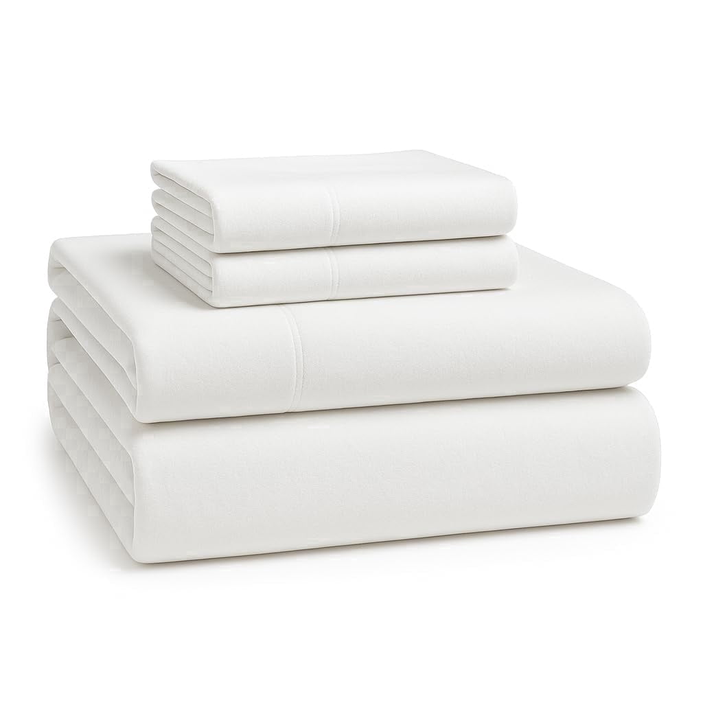 100% Cotton Flannel Sheet Set - White
