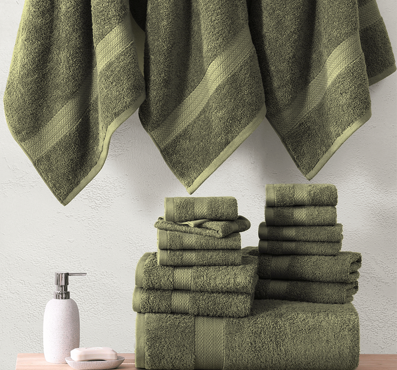 24 Piece Towel set-Oil Green