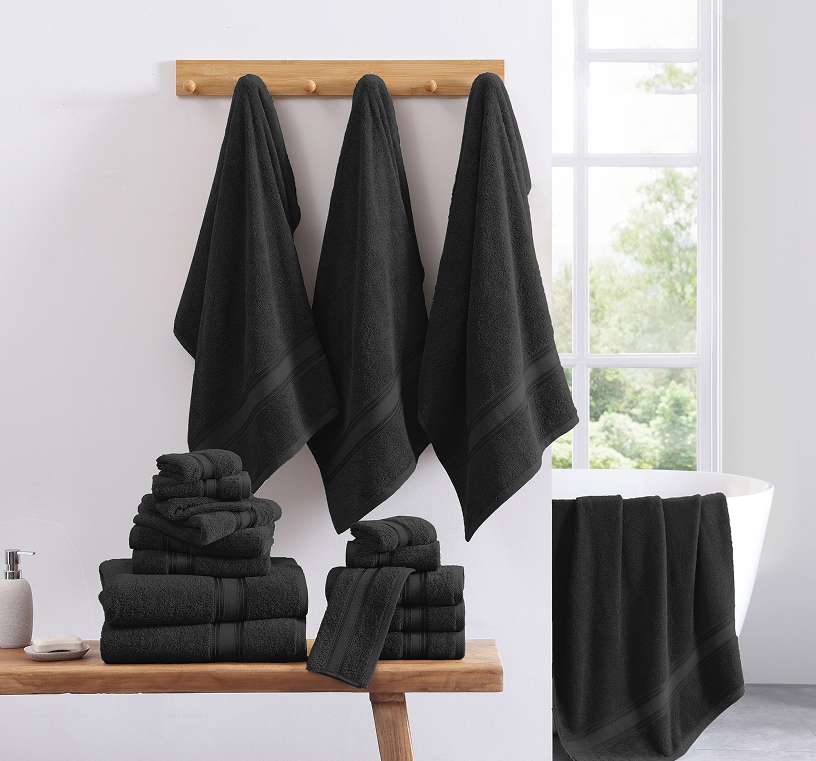 12 Piece Towel set-Black