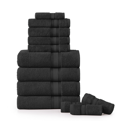 12 Piece Towel set-Black