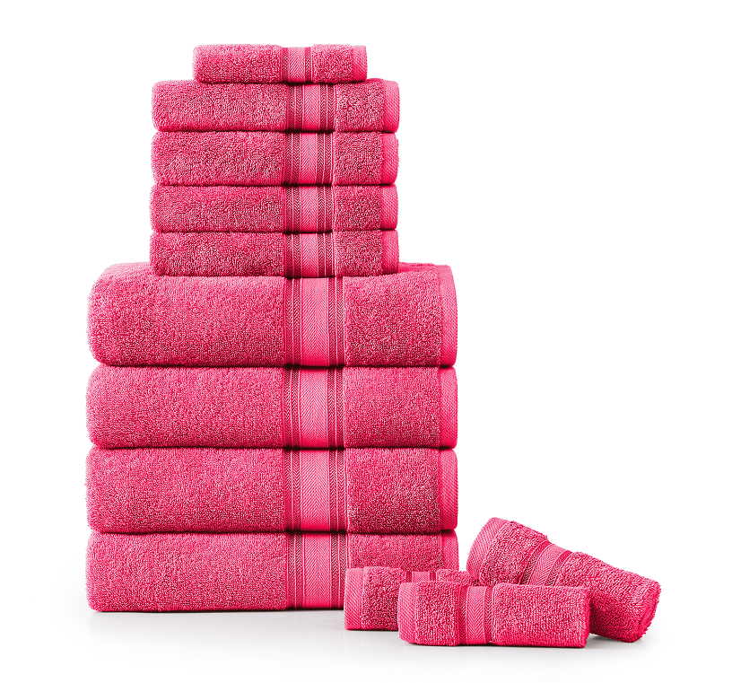 12 Piece Towel set-Fuschia