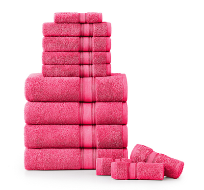 12 Piece Towel set-Fuschia