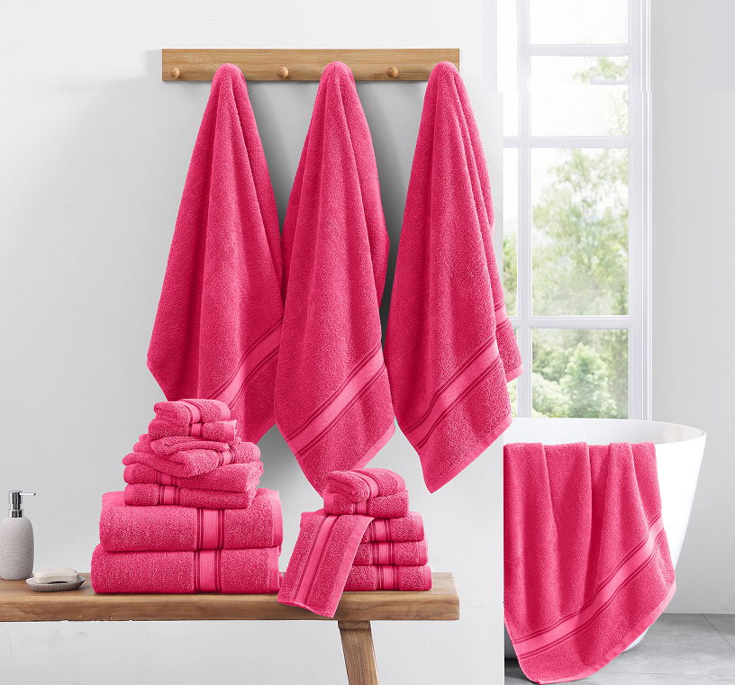 12 Piece Towel set-Fuschia