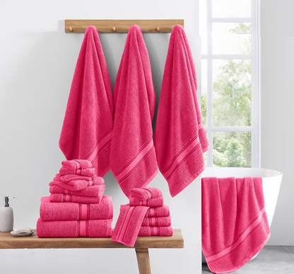 12 Piece Towel set-Fuschia