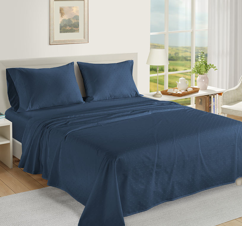 1000 Thread Count-Swiss Dot-Estate blue