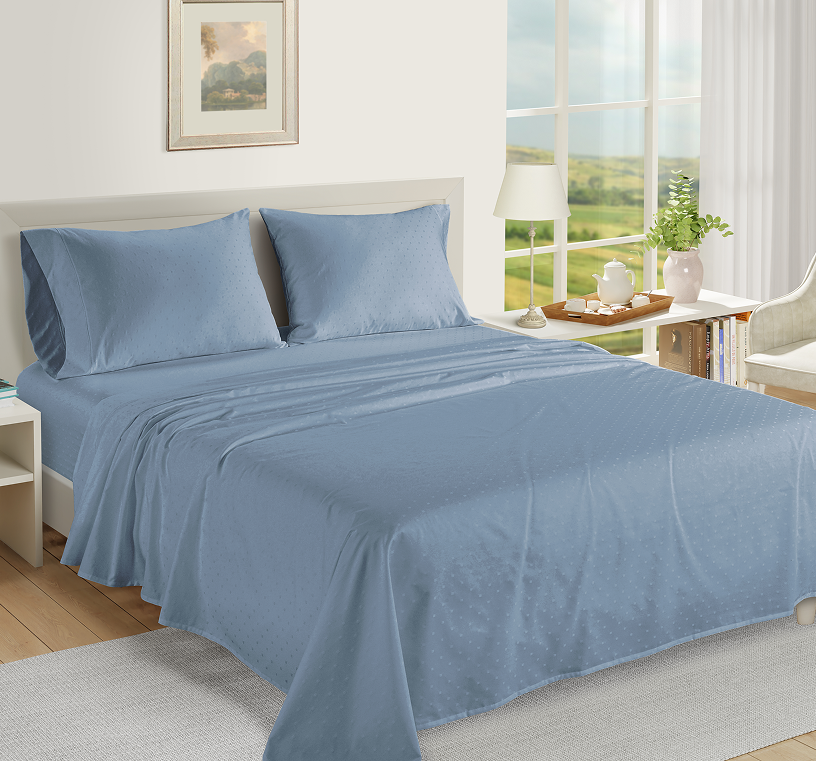 1000 Thread Count Pillowcases-Swiss Dot-French Blue