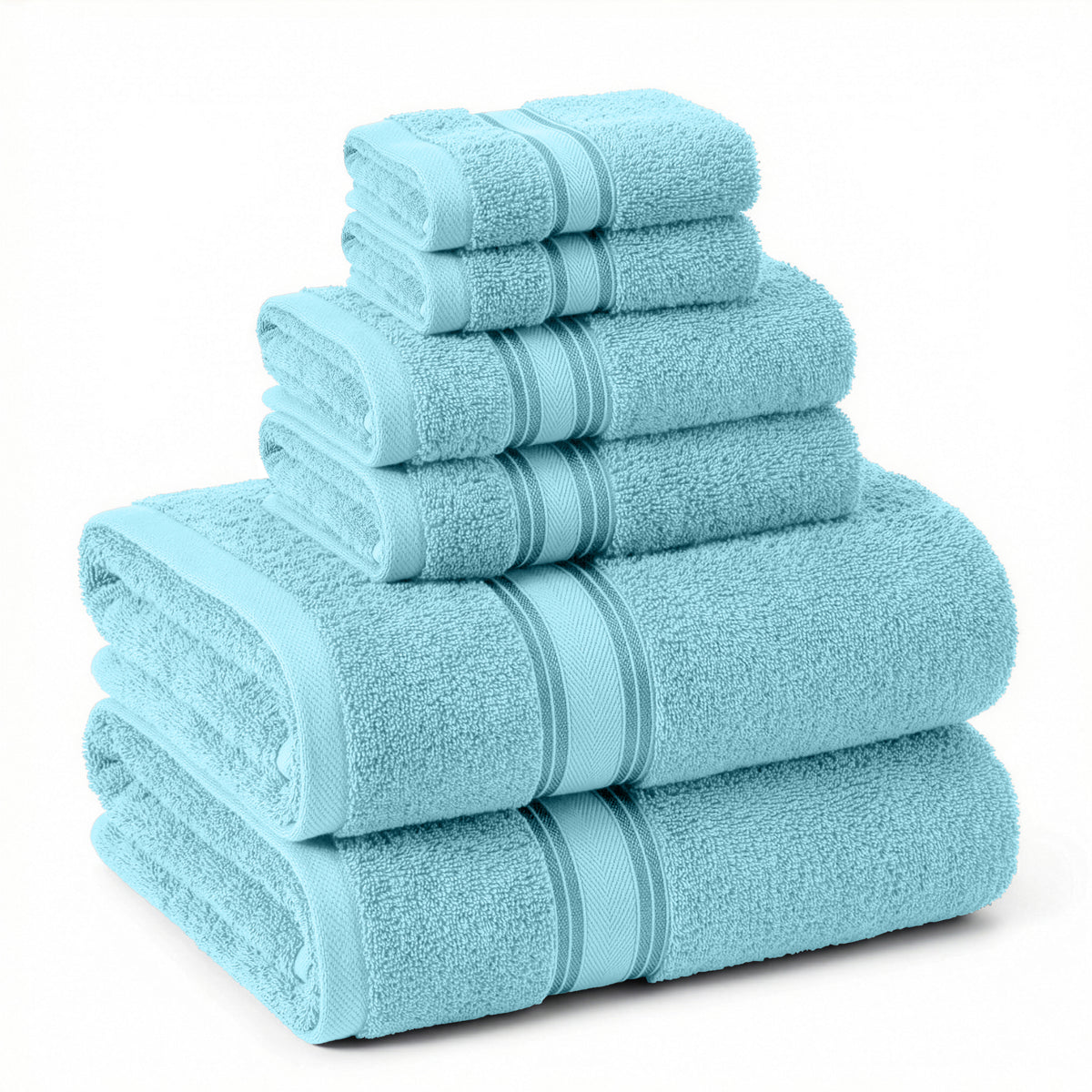 Lane Linen 6 Piece 100% Cotton Towel Set - Blue