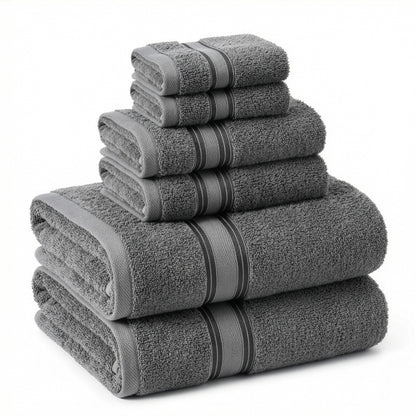 Lane Linen 6 Piece 100% Cotton Towel Set - Cool Grey