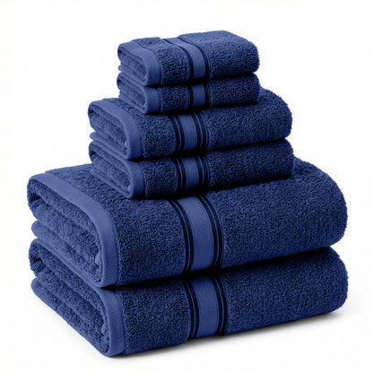 Lane Linen 6 Piece 100% Cotton Towel Set - Navy