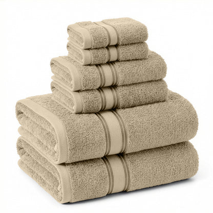 Lane Linen 6 Piece 100% Cotton Towel Set - Taupe