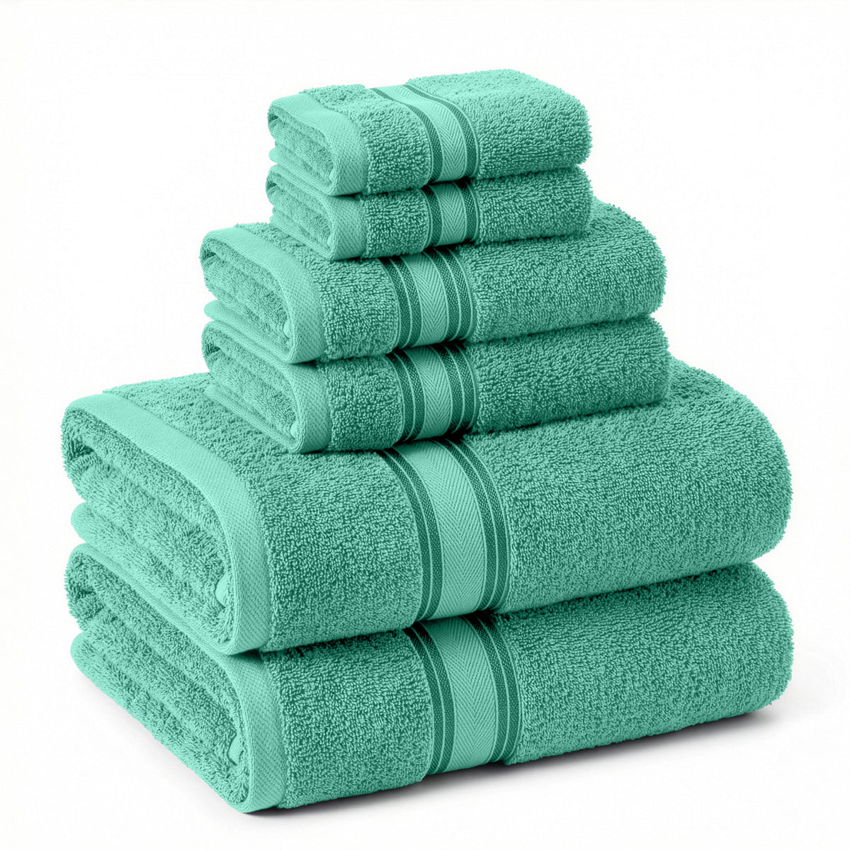 Lane Linen 6 Piece 100% Cotton Towel Set - Teal