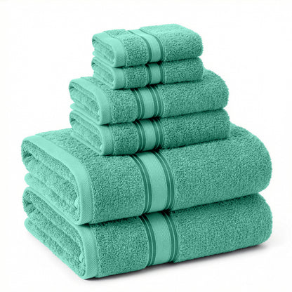 Lane Linen 6 Piece 100% Cotton Towel Set - Teal