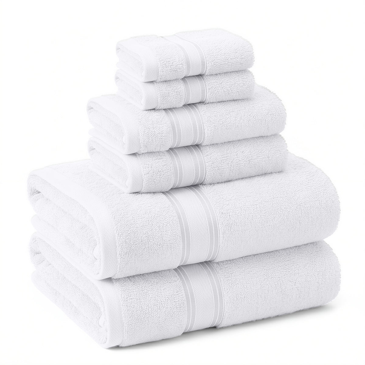Lane Linen 6 Piece 100% Cotton Towel Set - White