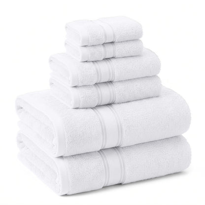Lane Linen 6 Piece 100% Cotton Towel Set - White