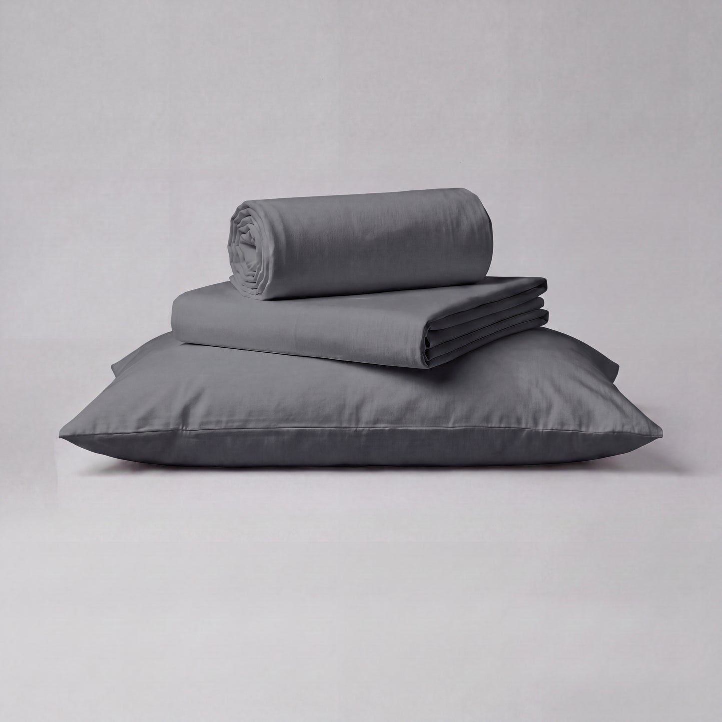 Lane Linen Organic Cotton Sheet Set in Charcoal - 3 piece set (flat sheet, fitted sheet, 1 pillowcase)