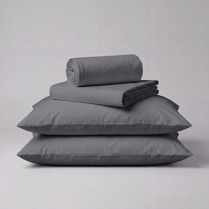 Lane Linen Organic Cotton Sheet Set in Charcoal - 4 piece set (flat sheet, fitted sheet, 2 pillowcases)