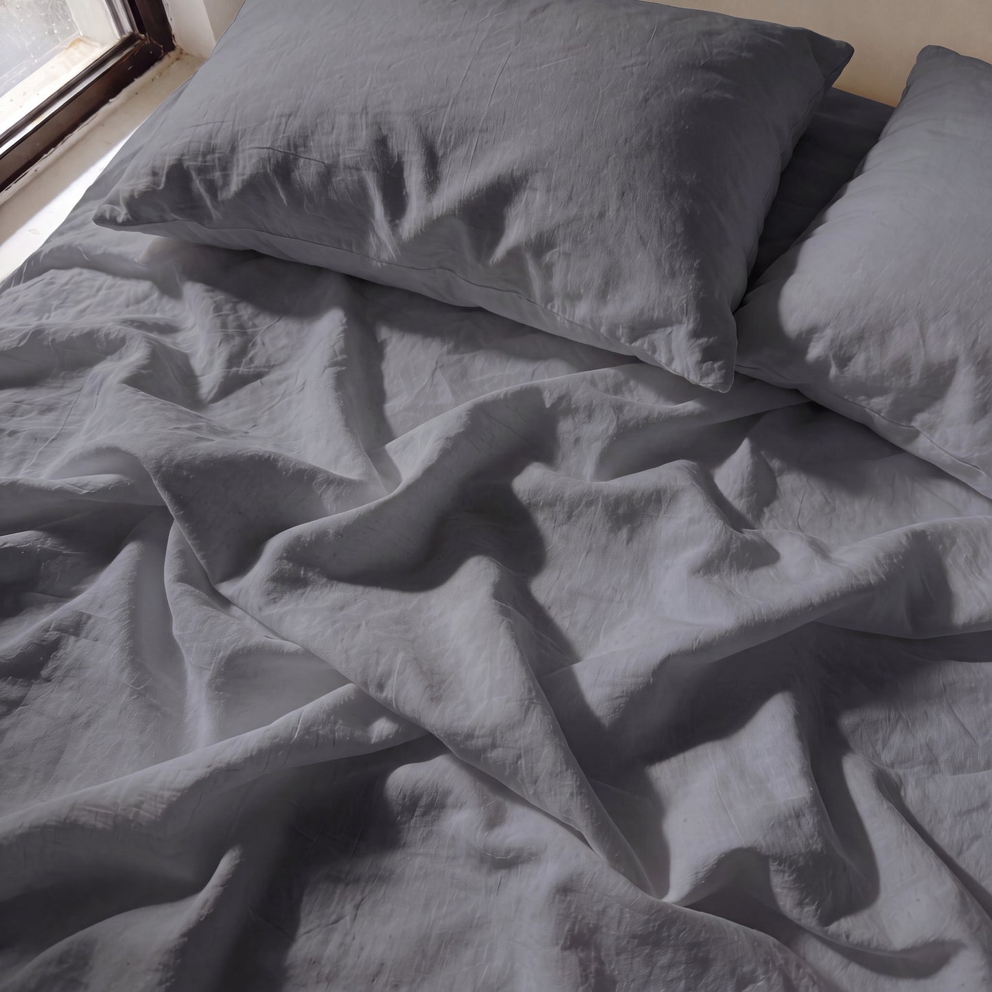 Lane Linen Organic Cotton Sheet Set in Charcoal - sheets detail