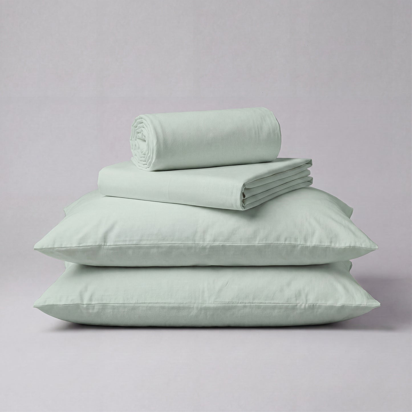 Lane Linen Organic Cotton Sheet Set in Cool Blue - 4 piece set (flat sheet, fitted sheet, 2 pillowcases)