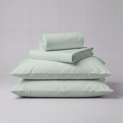 Lane Linen Organic Cotton Sheet Set in Cool Blue - 4 piece set (flat sheet, fitted sheet, 2 pillowcases)