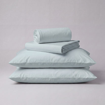 Lane Linen Organic Cotton Sheet Set in French Blue - 4 piece set (flat sheet, fitted sheet, 2 pillowcases)