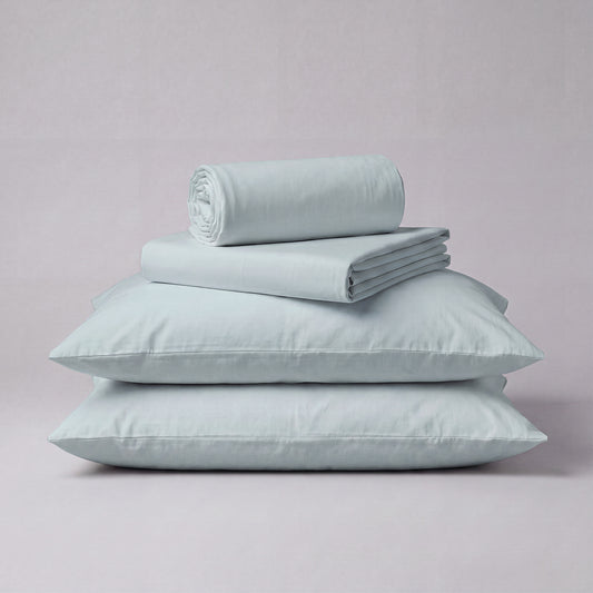 Lane Linen Organic Cotton Sheet Set in French Blue - 4 piece set (flat sheet, fitted sheet, 2 pillowcases)