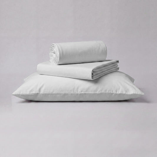 Lane Linen Organic Cotton Sheet Set in Glacier Grey - 3 piece set (flat sheet, fitted sheet, 1 pillowcase)