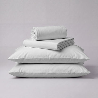 Lane Linen Organic Cotton Sheet Set in Glacier Grey - 4 piece set (flat sheet, fitted sheet, 2 pillowcases)