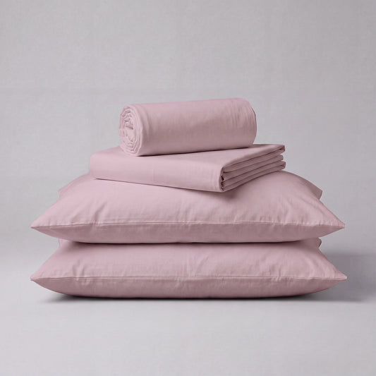 Lane Linen Organic Cotton Sheet Set in Lilac - 4 piece set (flat sheet, fitted sheet, 2 pillowcases)