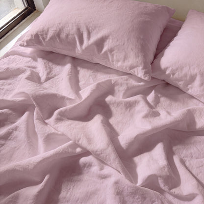 Lane Linen Organic Cotton Sheet Set in Lilac - sheets detail