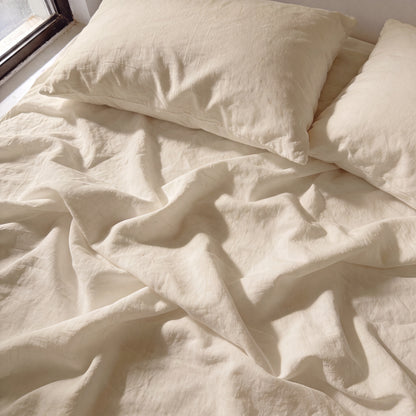 Lane Linen Organic Cotton Sheet Set in Linen - sheets detail